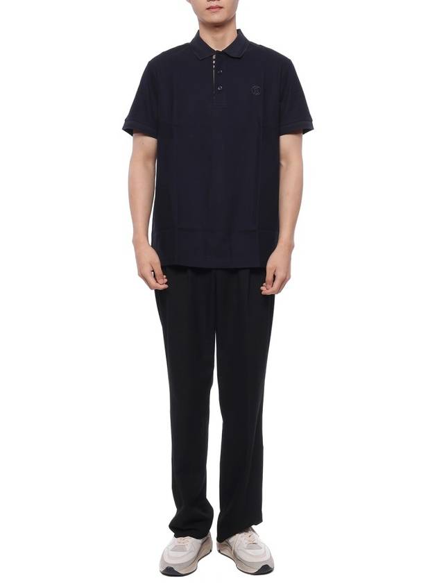 Burberry Men's CHUNKY Monogram motif cotton Polo Shirt navy