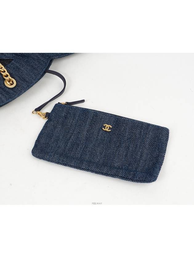 Denim Large CC Shopping Tote Bag Blue Black 74164 Chanel