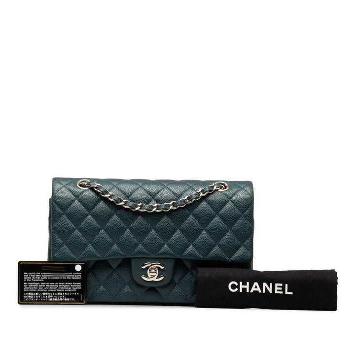 Top Quality Chanel Mattrase 25 Coco Double Flap Chain Shoulder Bag Blue Silver Caviar S  CHANEL