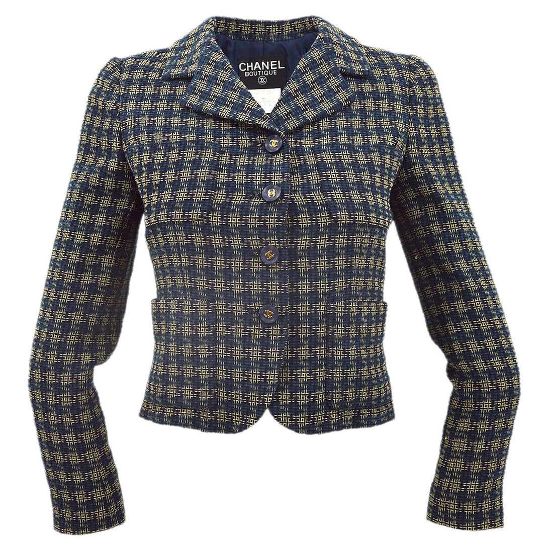 Top Quality Chanel Single Breasted Jacket Navy 95A #36