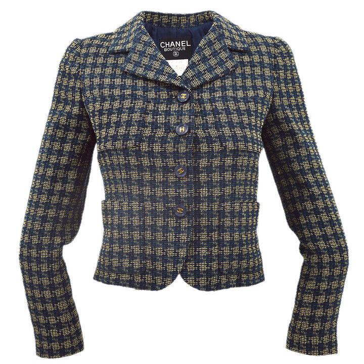 Top Quality Chanel Single Breasted Jacket Navy 95A #36