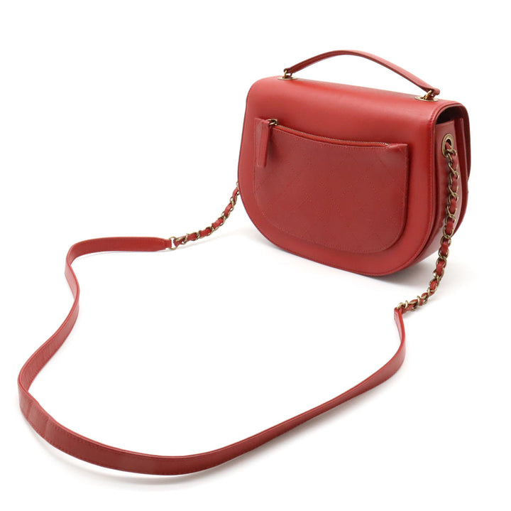 Top Quality Chanel Coconut Matrasse Chain Shoulder Bag Posket 2WAY Leather Red Gold  A93461