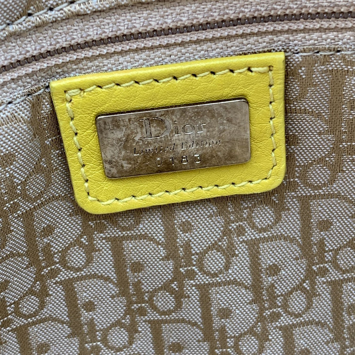 CHRISTIAN Top quality Dior Limited Edition Yellow Raffia Flower Handbag