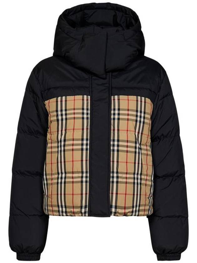 Burberry WoMen's Vintage Check Crop Reversible Padding Black Archive Beige