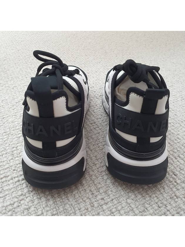 CC Logo Mixed Fiber Low Top Sneakers Black White Chanel