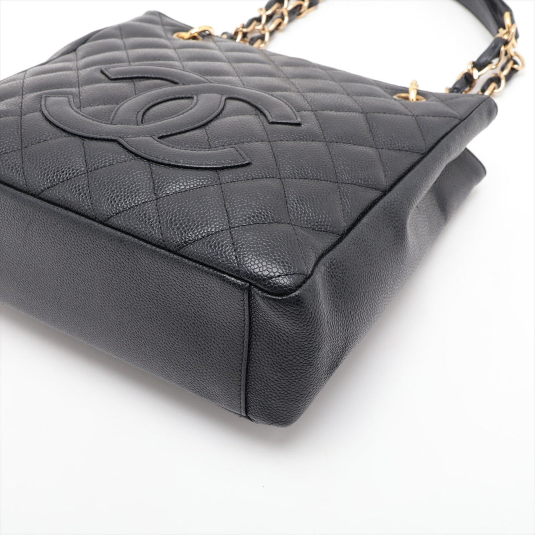 Top Quality Chanel PST Caviar S Tote Top Bag Black Gold  8th