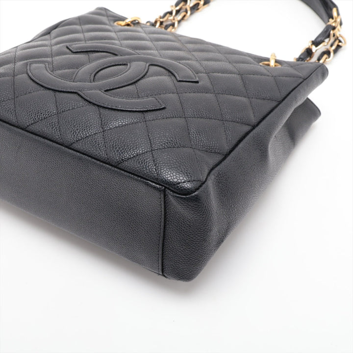 Top Quality Chanel PST Caviar S Tote Top Bag Black Gold  8th