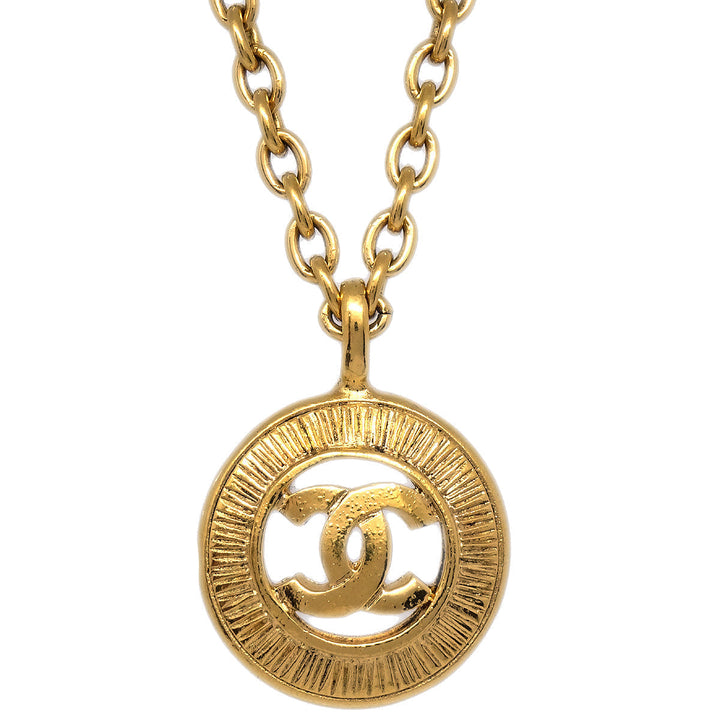 Top Quality Chanel Medallion Gold Chain Pendant Necklace 3848