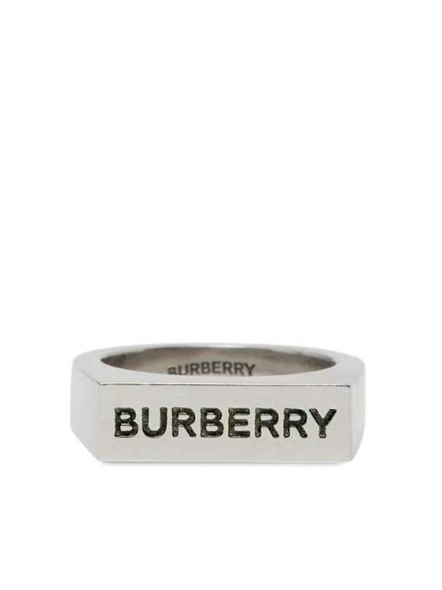 Burberry Engraved Palladium Plated Signet Ring Silver