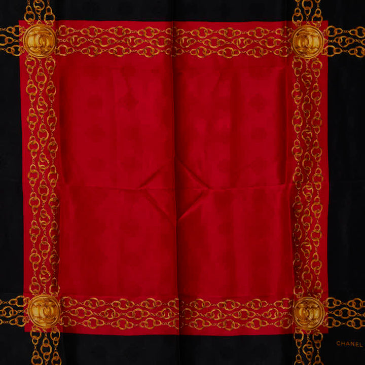 Top Quality Chanel Cocomark Chain carf Black Red Multicolor Silk  Chanel