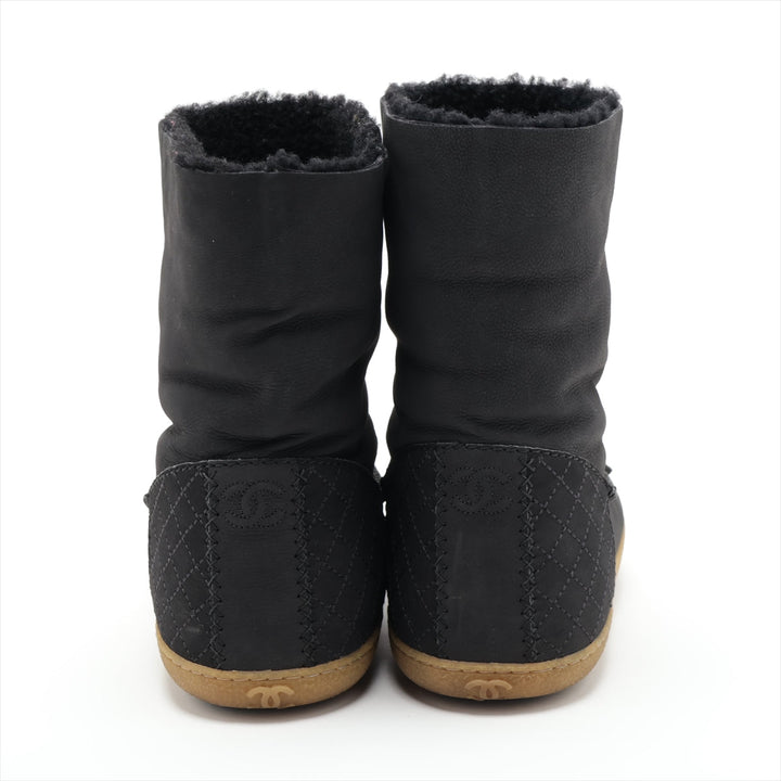 Top Quality Chanel Coco Mouton x Leather Shoes 36  Black G28739 Chain