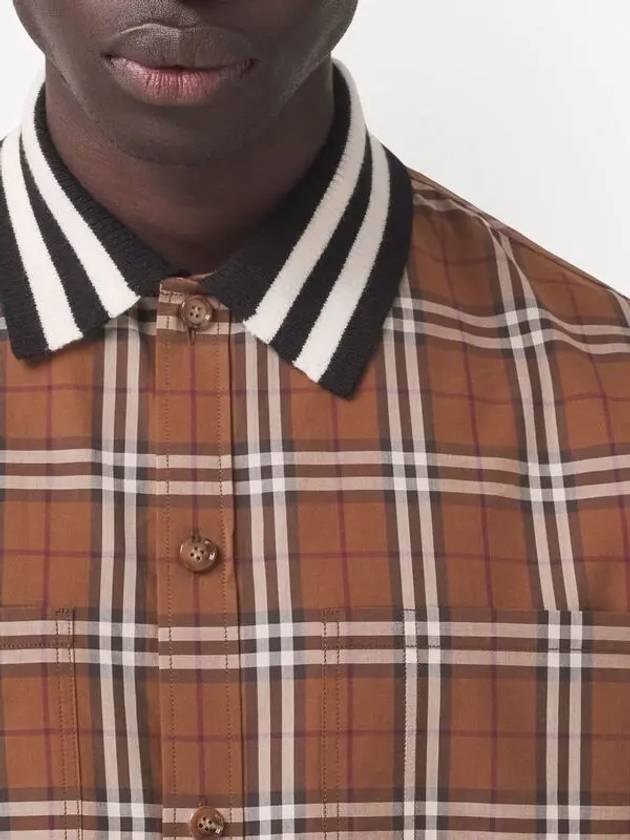 Burberry Collar Check Long Sleeve Shirt Brown
