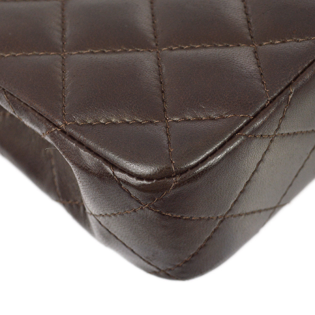 Top Quality Chanel Brown Lambskin East West Shoulder Bag