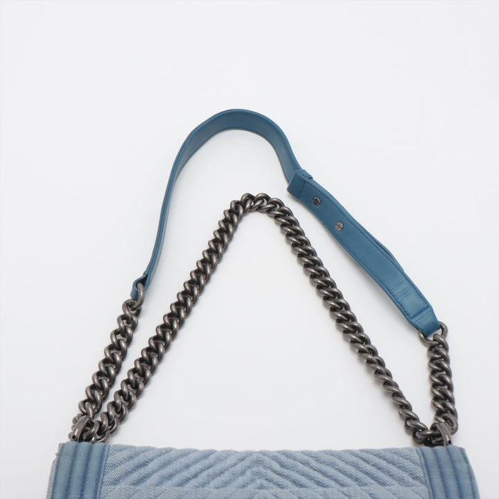 Top Quality Chanel Blue Denim Chain Shoulder Bag