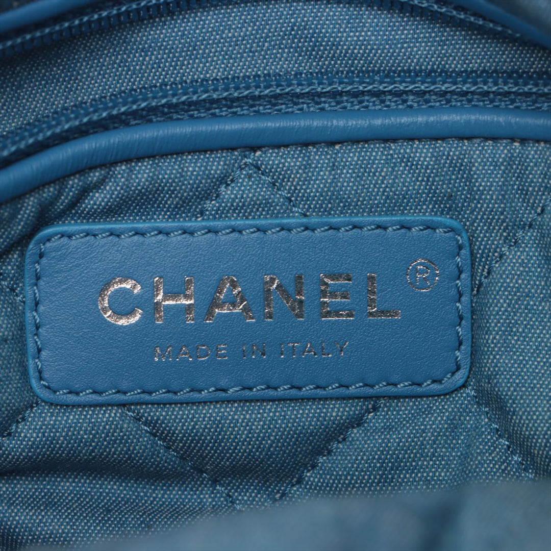 Top Quality Chanel 22 Backpack Denim Chainsaw Blue Silver  AS3859