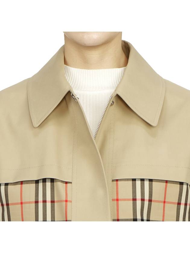 Burberry Check Motif Shorts Zip-Up Jacket Beige