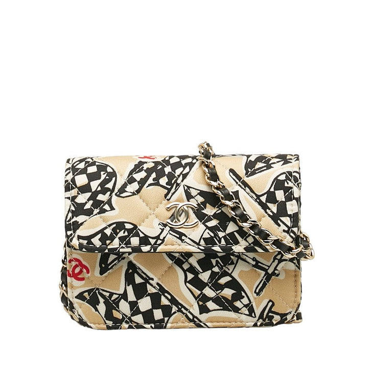 Top Quality Chanel Checker Flag Year-End  Mini Chain houlder Bag Beige Multicolor Canvas  CHANEL