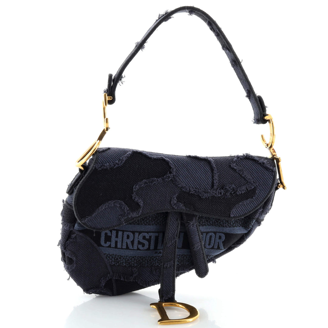 Top quality Dior Saddle Handbag Camouflage Embroidered Canvas Medium