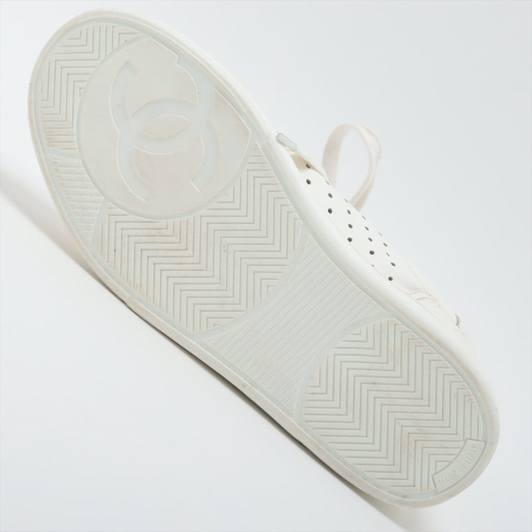 Top Quality Chanel Coco Leather Trainers 38  White G38808