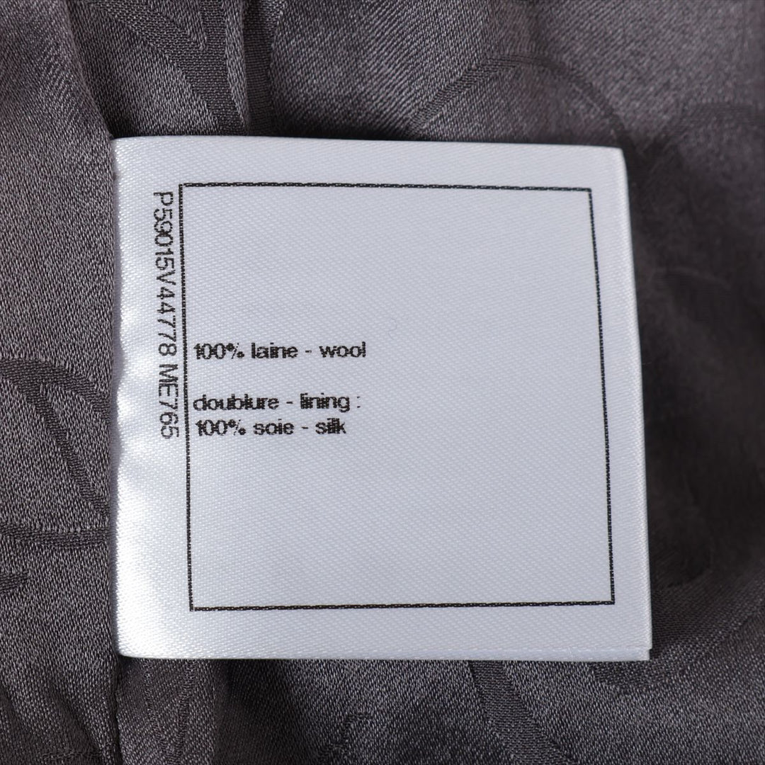 Top Quality Chanel Coconut Button Wool  Silk Long Coat 34  Grey P59015 Strip