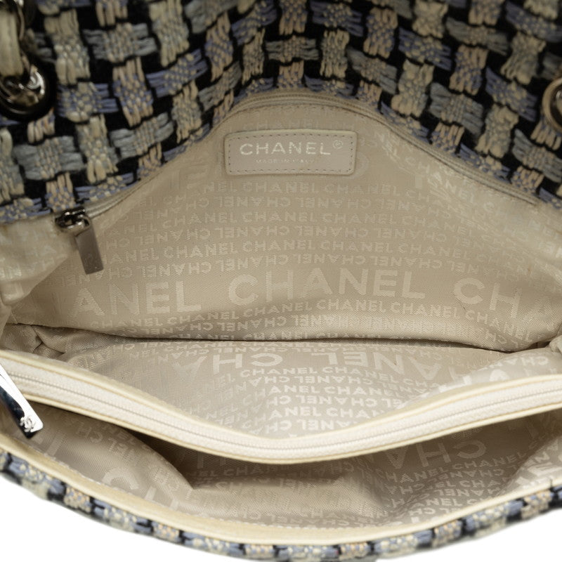 Top Quality Chanel Wild Stitch Flap Bag in Tweed Wool White Blue