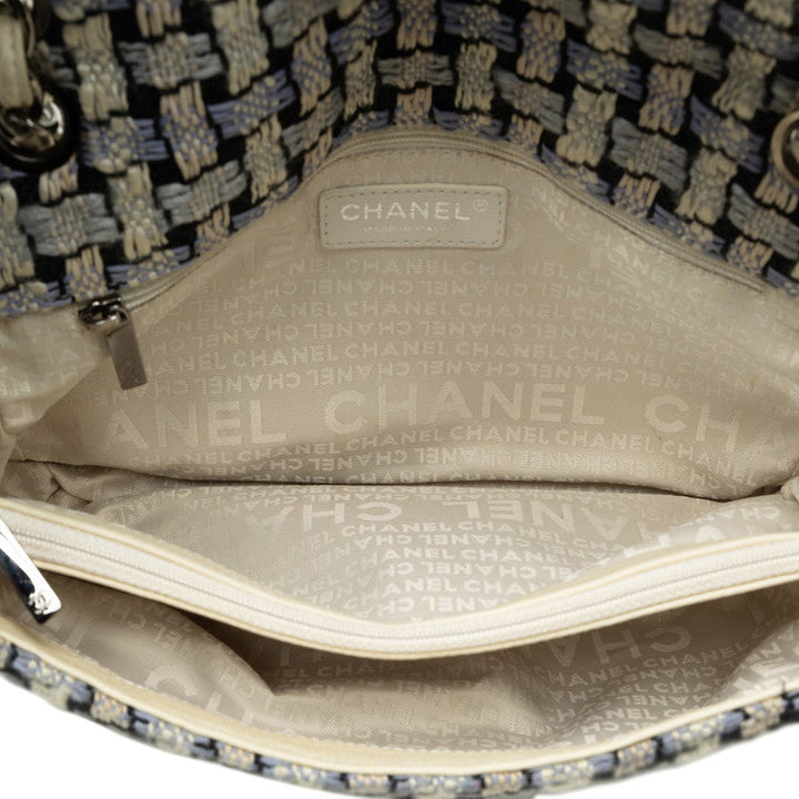 Top Quality Chanel Wild Stitch Flap Bag in Tweed Wool White Blue