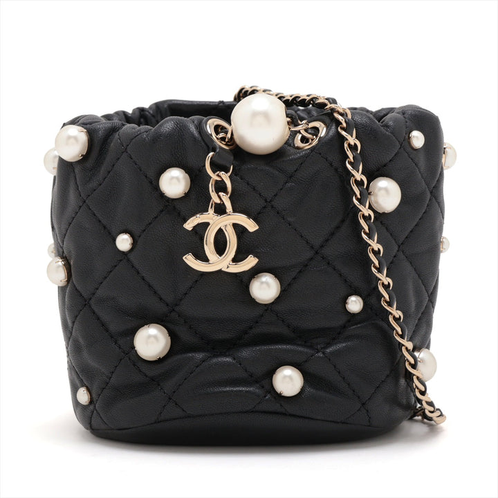 Top Quality Chanel Matrasse  Handle Shoulder Bag Pearl Black G  31st AS2518