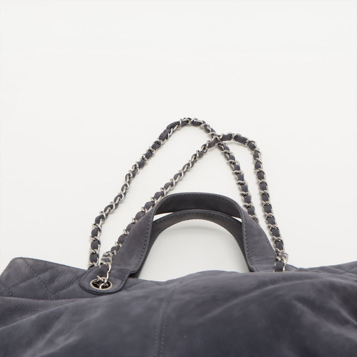 Top Quality Chanel Coco Suede 2WAY Handbag Pearl Silver  17th