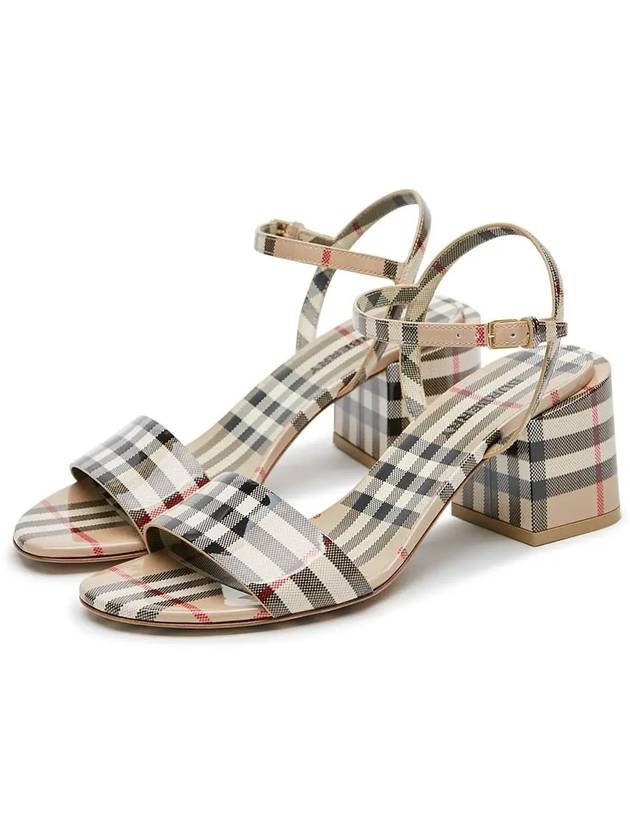 Burberry Vintage Check Leather Sandal Heels Beige