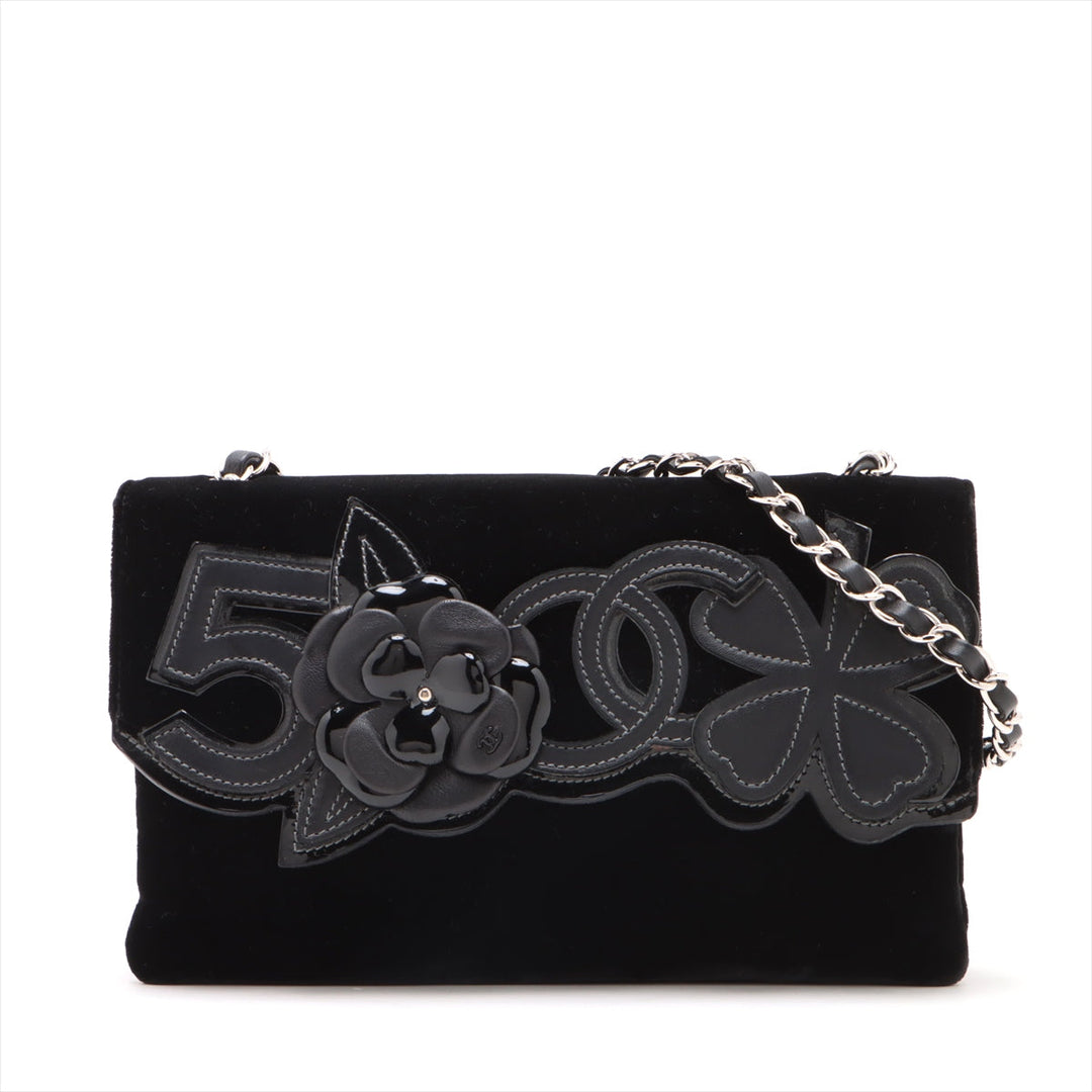 Top Quality Chanel Camelia Belbet X Leather Chain Shoulder Bag Black Silver G
