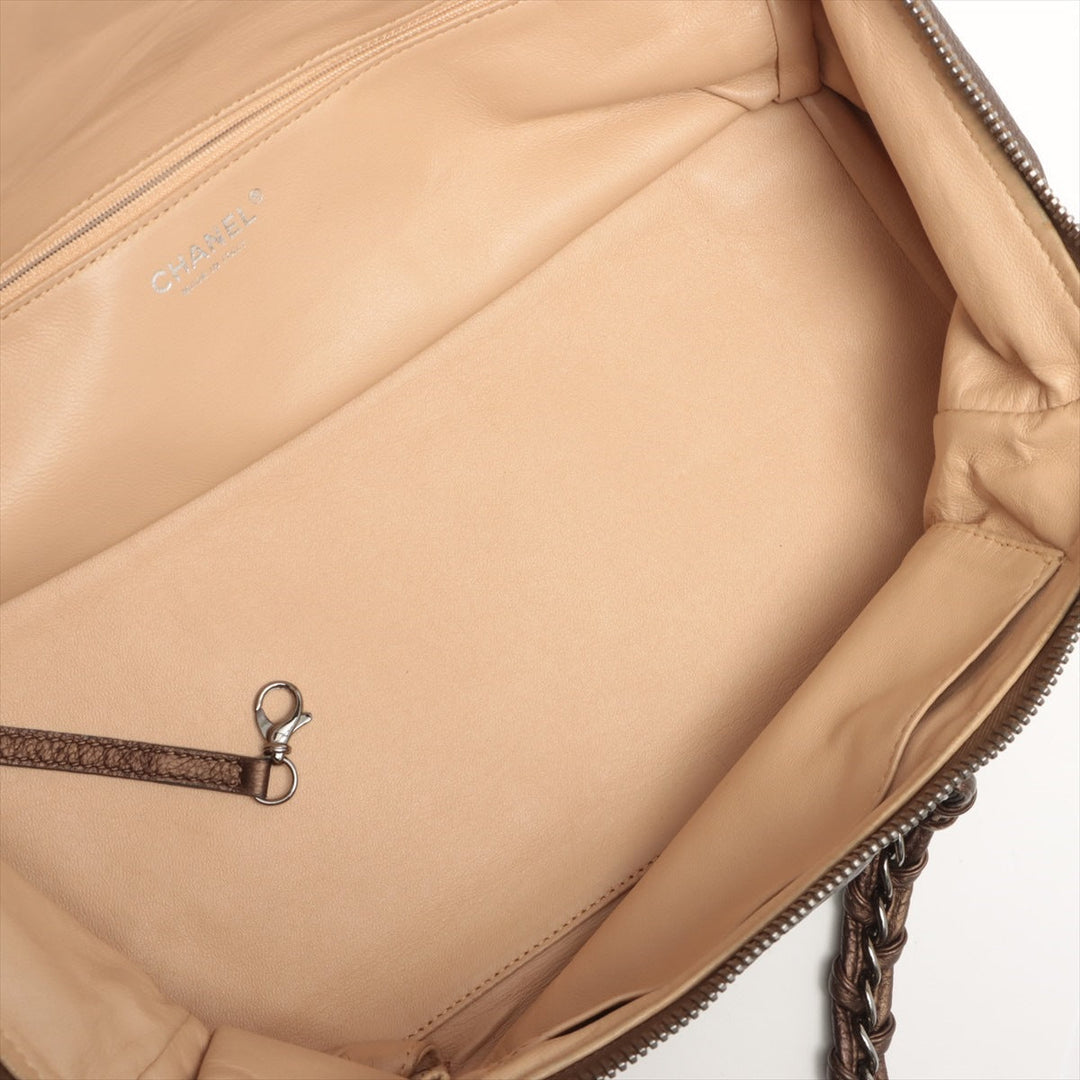Top Quality Chanel Coco Leather Chain Shoulder Bag Brown Silver G