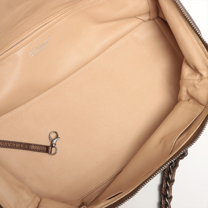 Top Quality Chanel Coco Leather Chain Shoulder Bag Brown Silver G