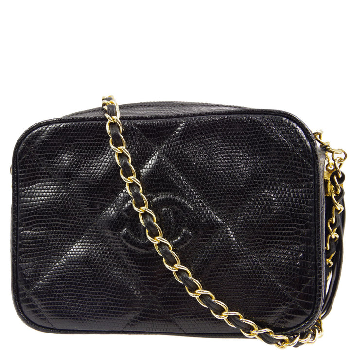 Top Quality Chanel * 1986-1988 Black Lizard Mini Camera Bag