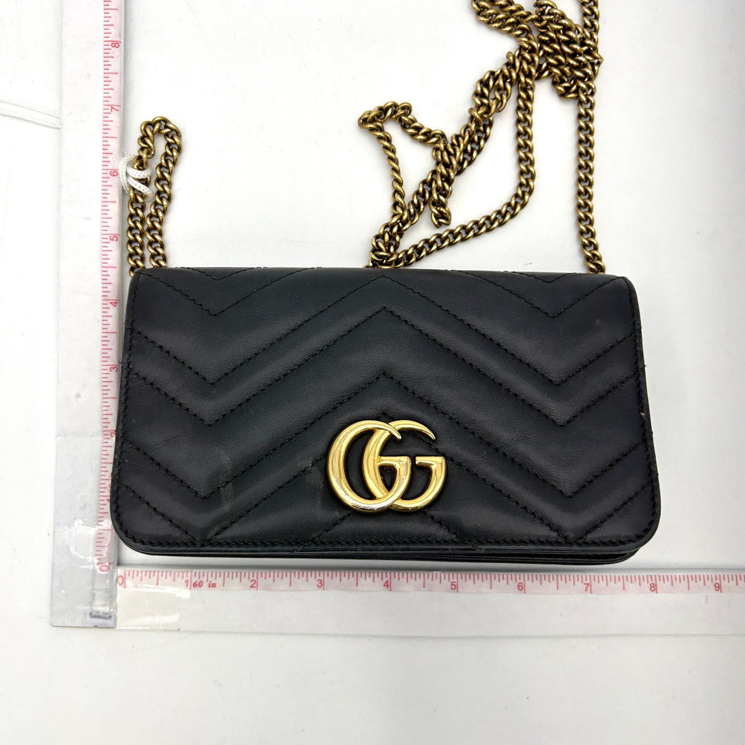 GUCCI Black Mini GG Marmont Crossbody Bag LA30889