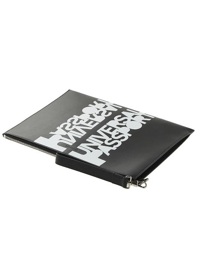 Burberry Universal Passport Leather Clutch Bag Black
