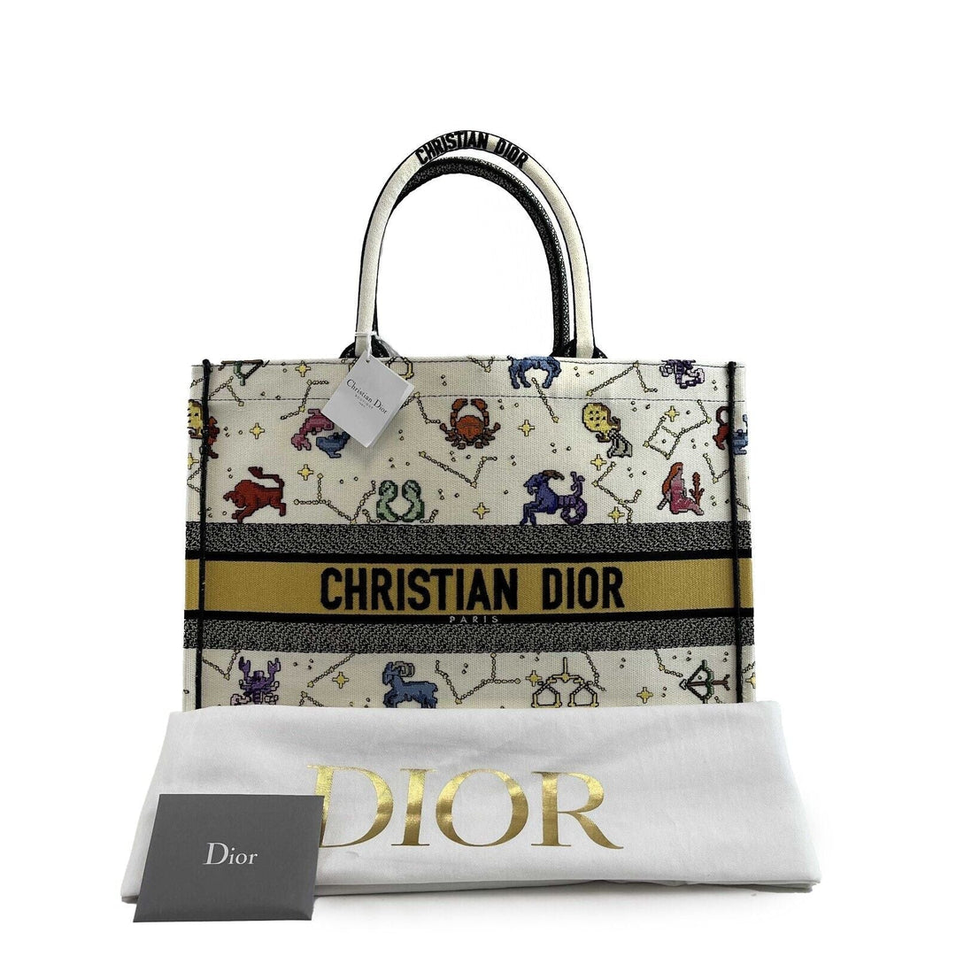 Top quality Dior - NEW 2022 Large Pixel Zodiac Embroidered Canvas Book Tote