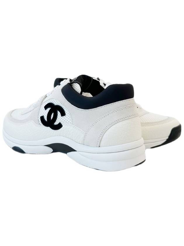 CC Logo Leather Low Top Sneakers White Chanel