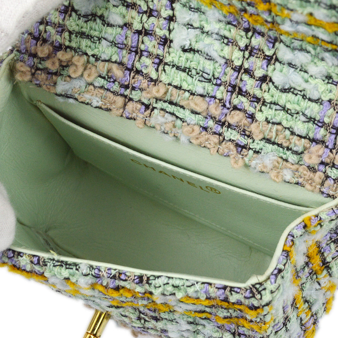 Top Quality Chanel * Light Blue Tweed Classic Flap Handbag Set