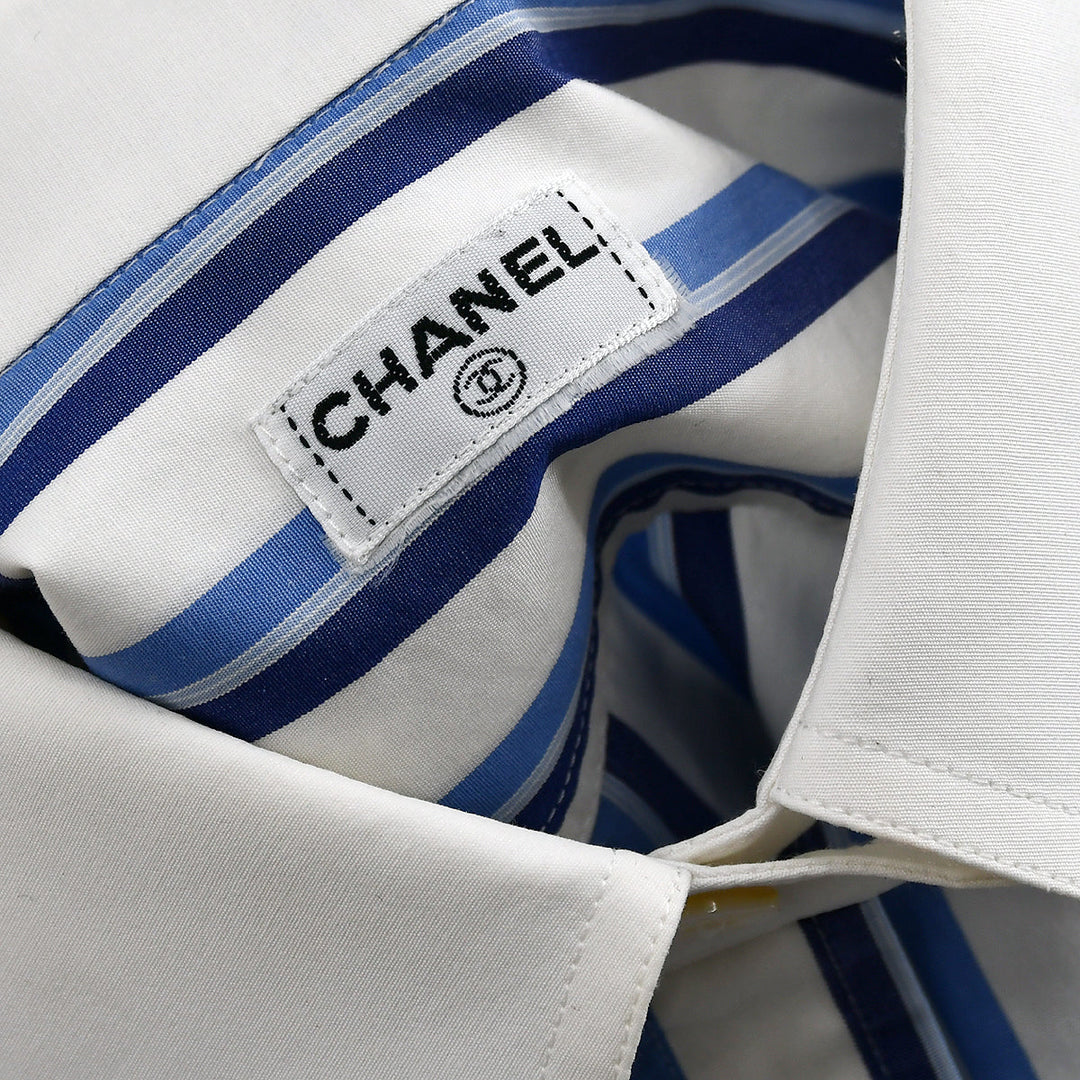 Top Quality Chanel Shirt Blouse White Blue