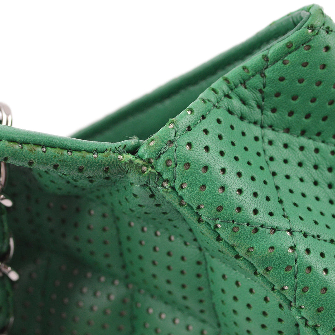 Top Quality Chanel Green Perforated Lambskin East West Shoulder Bag