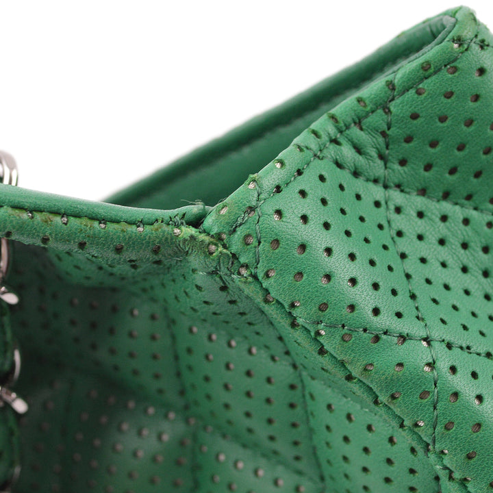 Top Quality Chanel Green Perforated Lambskin East West Shoulder Bag