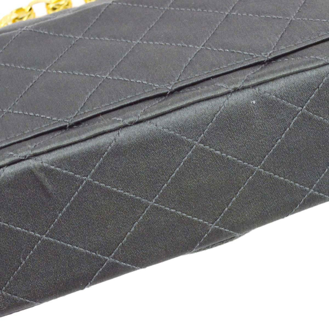 Top Quality Chanel 1989-1991 Gray Satin Single Flap Shoulder Bag