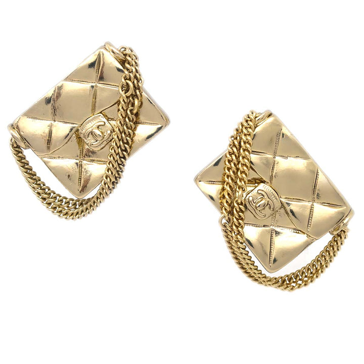 Top Quality Chanel Gold Bag Dangle Earrings Clip-On 02P