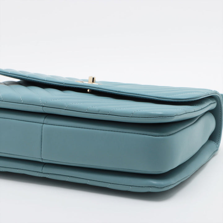 Top Quality Chanel Chevron Top Handle Bag in Light Blue 25th Series