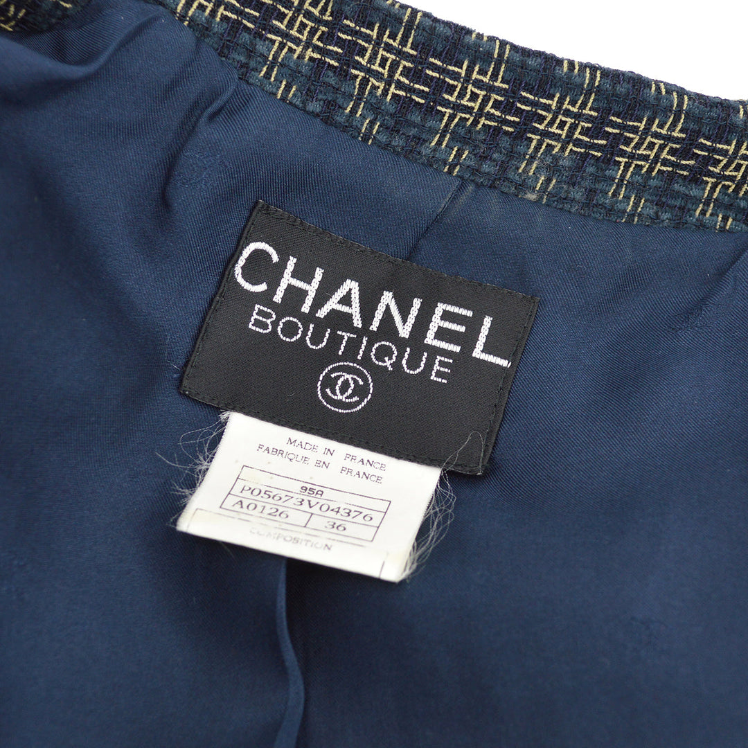 Top Quality Chanel Single Breasted Jacket Navy 95A #36