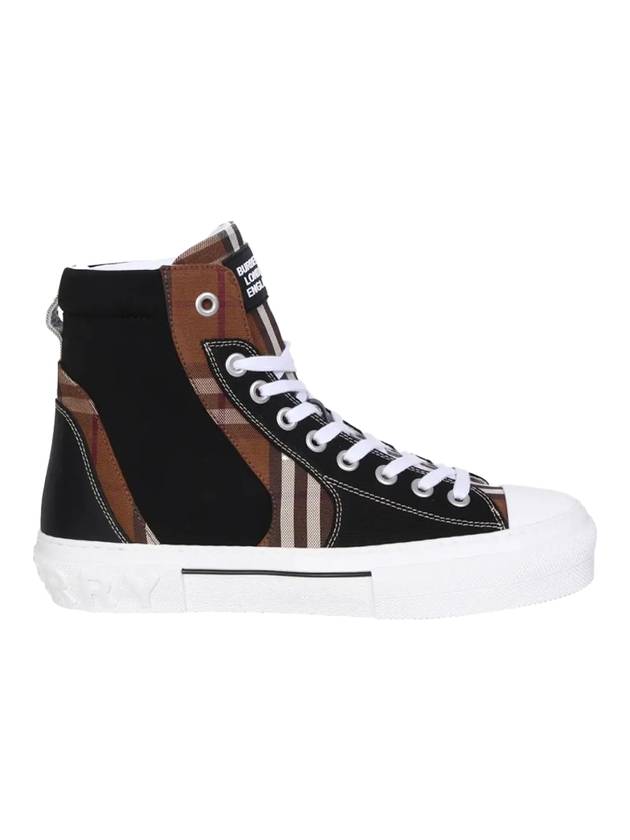 Burberry Vintage Check Cotton Neoprene High Top Sneakers Dark Birch Brown
