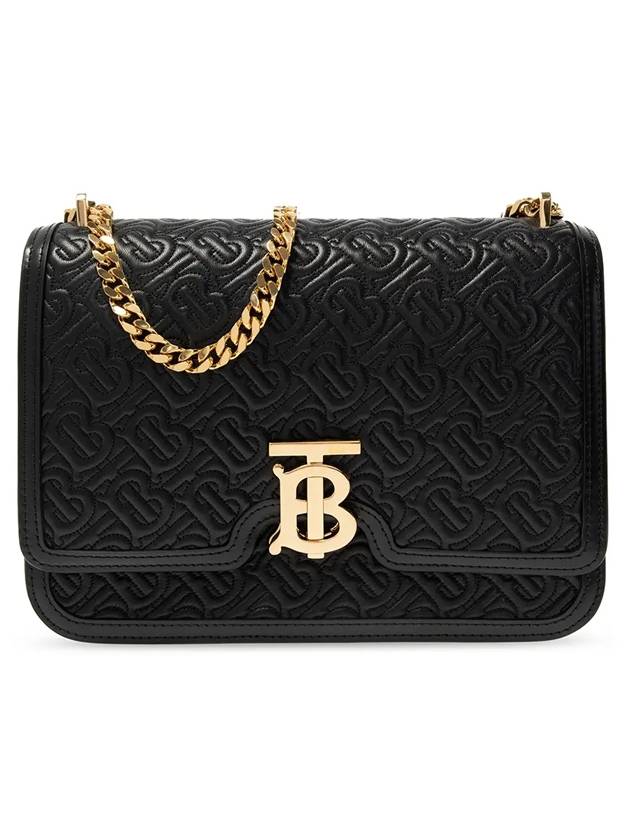 Burberry TB Logo Quilting Monogram Medium Shoulder Bag Black