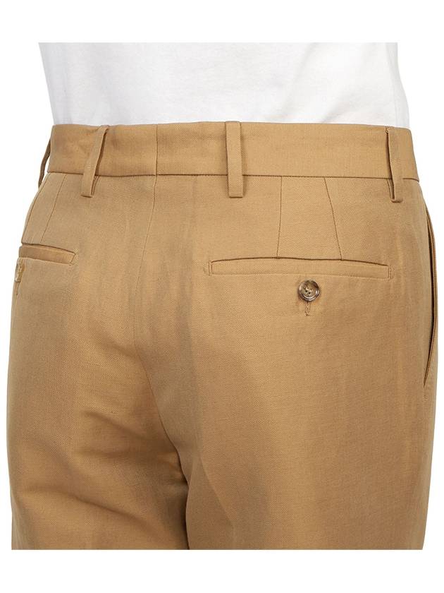 Burberry Wool Linen Tailored Straight Pants Camel