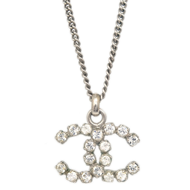 Top Quality Chanel Silver Necklace Pendant Rhinestone 05V