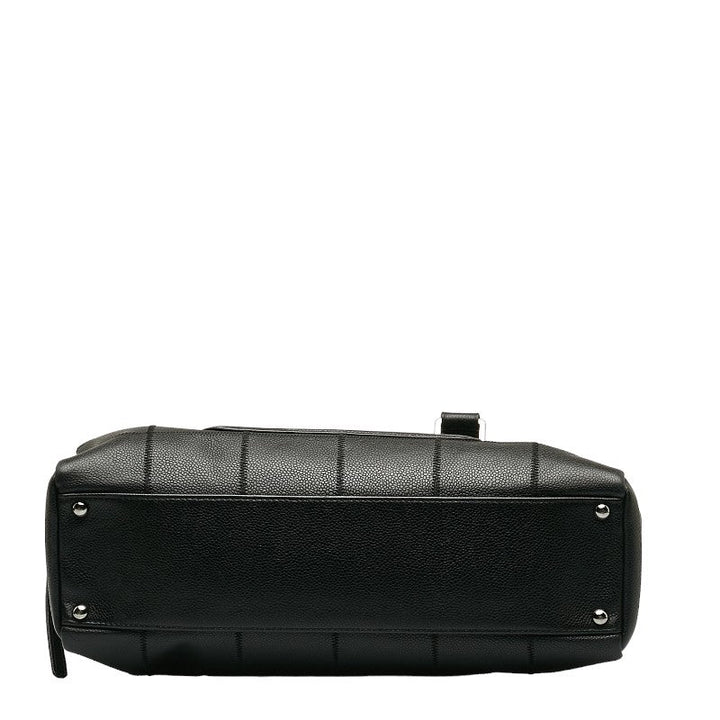 Top Quality Chanel Chocolate Bar Logo Mini Boston Bag Handbag Black Caviar S  CHANEL